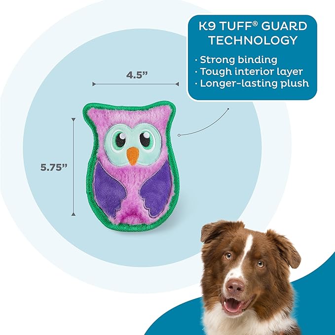 Outward Hound Durablez Minis Stuffing-Free Squeaky Plush Dog Toy for Puppies & Small Dogs - Interactive, Soft Yet Tough, No Mess, Jumbo Squeaker, Long-Lasting Play, Owl