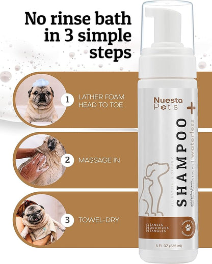 Pets Waterless No-Rinse Pet Shampoo | Soothing Hypoallergenic Gentle | time-Saving Stress-Free foaming Cleanser (3 8 fl oz Bottles Unscented)
