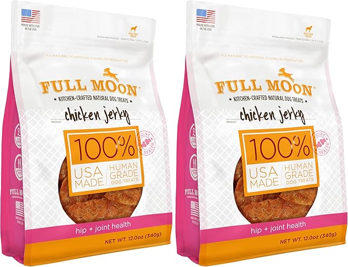 Full Moon Chicken Jerky Healthy All Natural Dog Treats Human Grade for Hip and Joint 12 oz (Pack of 2)