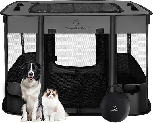 Dog Playpen,Pet Playpen,Foldable Puppy Cat Playpen,Portable Exercise Kennel Tent Crate,Water-Resistant Breathable Shade Cover,Indoor Outdoor Travel Camping Use for Small Animals with Carrying Case(M)