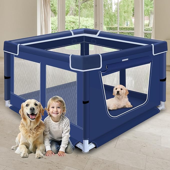 42 Inches Dog Playpensï¼_uppy Playpen with Gate for Puppies or Small Dogs, Dog Fence Pet Playpen for Indoor & Outdoor