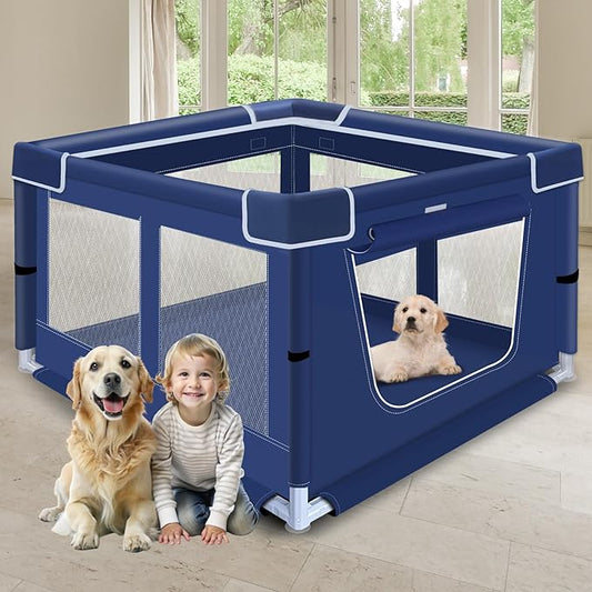 42 Inches Dog Playpensï¼_uppy Playpen with Gate for Puppies or Small Dogs, Dog Fence Pet Playpen for Indoor & Outdoor
