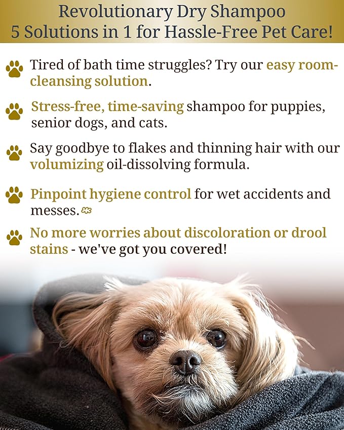 Waterless Dog Dry Shampoo Spray | Hypoallergenic, Unscented Pet Deodorizer & Grooming Mist for Smelly Dogs, and Other Furry Pets | Soap-Free Dog Cleaning Spray for Sensitive Skin | 250ml