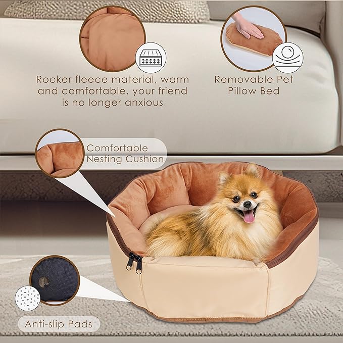 Small Dog Carrier Sling and Pet Nest, Soft-Sided Pet Sling Carrier with Thick Padded, Reversible Puppy Pouch with Breathable Mesh, Adjustable Strap, Dual-use Dog/Cat Travel Bag/Bed for Outdoor（5-22lb）