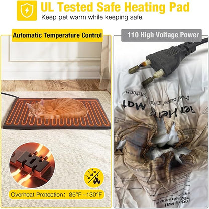 Aivituvin Heated Cat House for Outside Outdoor Cat House Weatherproof Insulated Feral Cat Shelter with Heater and Insulated Liner