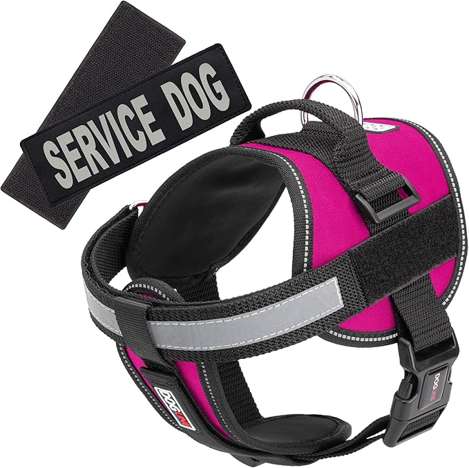 Dogline Unimax Service Dog Vest and Free Service Dog ID Badge with ADA Law, X-Small, Pink