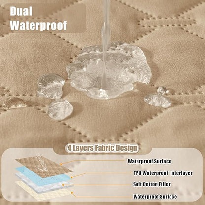 Smiry Waterproof Dog Blanket, Soft Dog Bed Cover Pet Blanket, Reversible Couch Cover for Dogs Washable, Pet Couch Covers for Sofa Furniture Protector for Puppy Cat (82x120 Inch, Camel/Beige)