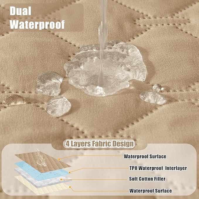 Smiry Waterproof Dog Blanket, Soft Dog Bed Cover Pet Blanket, Reversible Couch Cover for Dogs Washable, Pet Couch Covers for Sofa Furniture Protector for Puppy Cat (30x70 Inch, Camel/Beige)