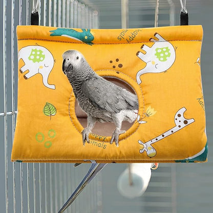 Rypet Winter Warm Bird Nest House - Hanging Hammock Velvet Shed Hut Cage Plush Fluffy Birds Hideaway Sleeping Bed Fuzzy for African Grey Cockatoo and Other Amazon Parrot Largeï¼_ellowï¼