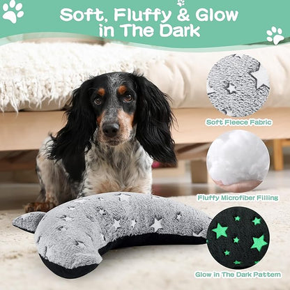 HOMBYS Chewproof Dog Pillow Glow in The Dark Dog Claming Pillow for Dog Anxiety Reduce, Suitable for Both Crazy Tearers & Tame Dogs, Furry Surface Soft & Comfortable Dog Neck Pillow Improve Sleeping