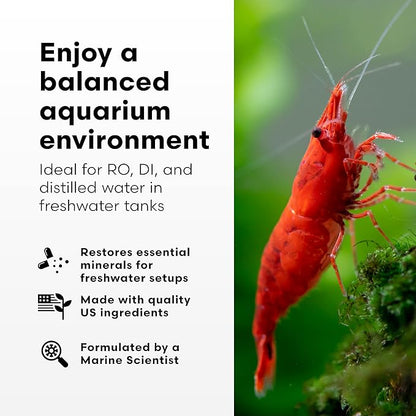 Brightwell Aquatics Remineraliz - Adds Minerals to Distilled, Deionized, or Reverse Osmosis Water for Freshwater Aquarium Use 250-ml