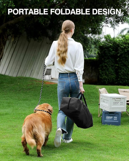 30 Inch Collapsible Travel Dog Crate for Medium Large Dogs, Portable Dog Crate 4-Door Foldable Soft Kennel with Chew-Proof Mesh Windows for Indoor & Outdoor Travel,with Storage Bag,Black