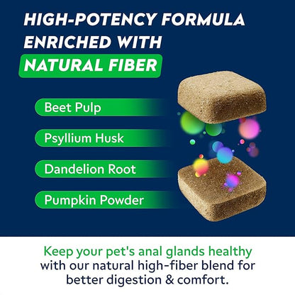 STRELLALAB Anal Gland Support Chews - Scoot Treatment - Digestive Enzymes, Prebiotics & Fiber Supplement for Dogs Digestion & Gut Health. Proprietary Blend of Beet, Psyllium, Dandelion & Pumpkin 120Ct