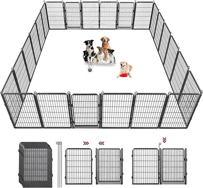 Dog Playpen Outdoor, 40" Height 24 Panels Pet Fence with Low Threshold Full Gate, Large Dog Fence Outdoor for Yard, Heavy Duty Pet Playpen Metal Play Pen Fence for RV Camping