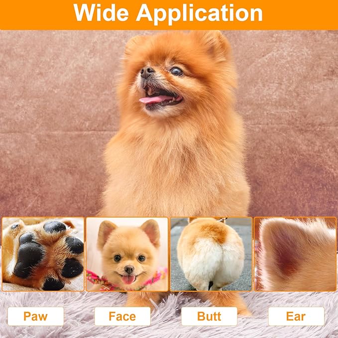 Dog Paw Trimmer, Saffory Trimmer with LED Light for Precision Trimming, Pet Electric Shaver for Small Cats, Dogs Paw Hair, Ears, Face, Rump and Eyes Grooming Kit