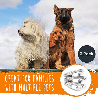 Mighty Paw Dog Tag Carabiner Clips - 3 Pack Strong Dog Tag Clip - Weather Resistant & Easy to Clean Quick ID Holders - Easy Switch Dog Tags - Attach Keys or Poop Bag Holders - for All Size Collars