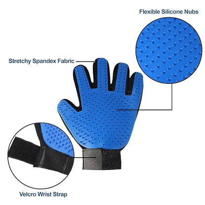 Dog Grooming Gloves, Deshedding Dog Brush, Premium Cleaning, Best Brushing Gloves for Dogs and Cats, Soft and Safe Silicone Tips to Gently Massage Dog, One Pair