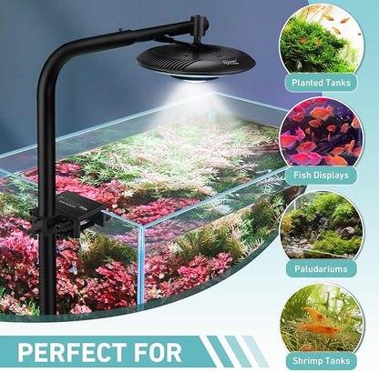 hygger 75W High PAR Aquarium LED Plant Light, 5 Adjustable Brightness Full Spectrum Fish Tank Light Aquarium Lamp & Stand Kit Ideal for Aquascaping Planted Tank Fish Display Shrimp Tank Paludarium