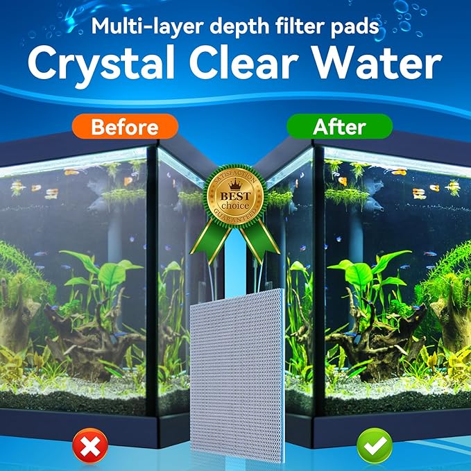 Aquarium Filter Media Sponge Pad, Multi-Layer Foam Filter Floss for Fish Tank Filters Accessories (47.24"x15.75"x0.6")