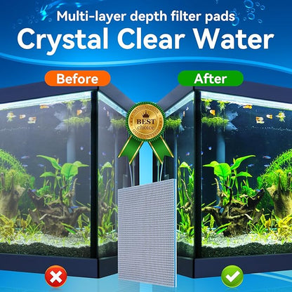 Aquarium Filter Media Sponge Pad, Multi-Layer Foam Filter Floss for Fish Tank Filters Accessories (47.24"x15.75"x0.6")