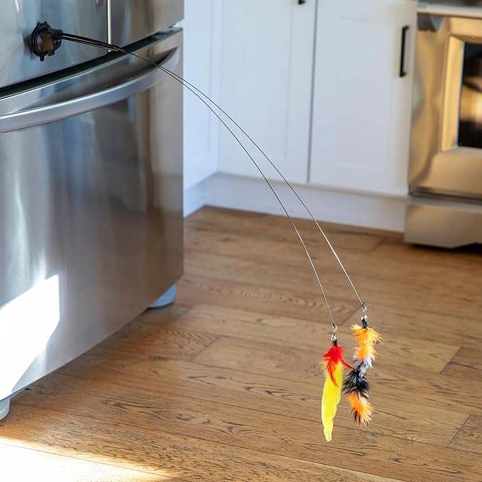 Cat Wand Toy With Suction Cups Interactive Feather Teaser Wand With Worms & Catnip Lizard Snake Chew Toys Cat Toys For Indoor Cats & Kittens Enrichment Toy For Bored Cats With 6 Colorful Attachments