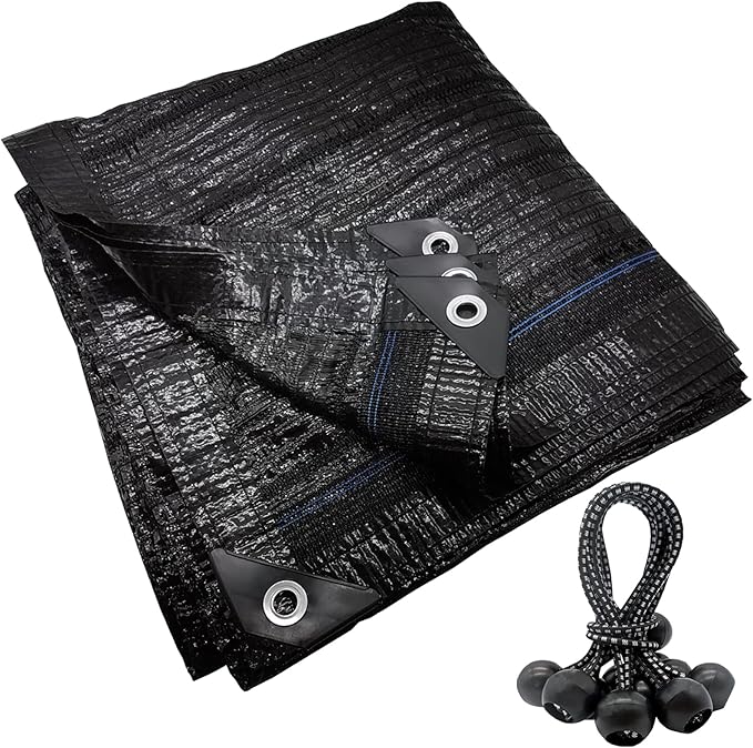 Dog Kennel Shade Cover 90% Sunblock Shading Cloth Net Mesh Tarp 10x10 ft for Outdoor Large Pet Crate with 12 Ball Bungee Cords