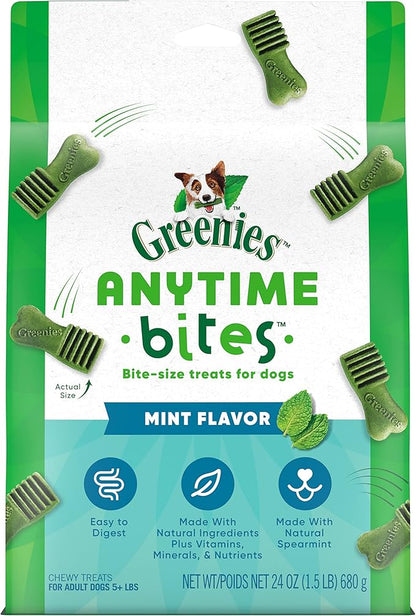 Greenies Anytime Bites Dog Treats, Mint Flavor, 24 oz. Bag