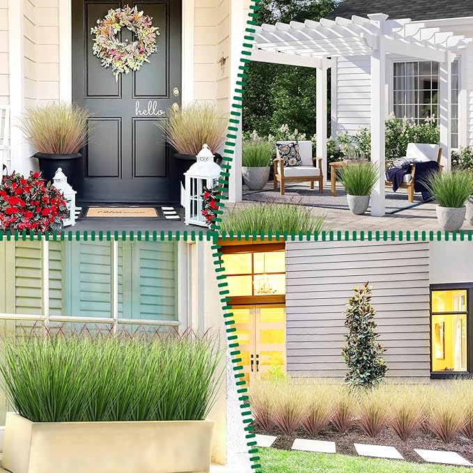 36Pcs Artificial Grass Plants, Faux Shrubs Wheat Grass, Artificial Tall Grass Fake Plants for Outdoor Decor,Artificial Greenery Stems Weed for Room Indoor Home Decor（Light Purple）