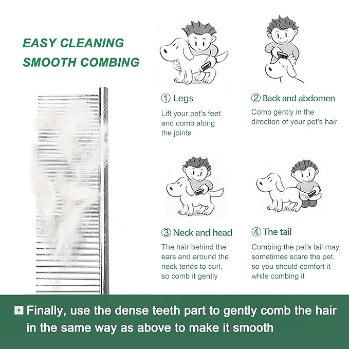 3 Pack Metal Comb For Dogs,Cat Grooming Comb,Dog Combs,Doodle Comb,Shedding Comb,For Professional Grooming Tool For Long And Short Haired Dog,Cat And Other Pets. (Large Medium Small), Metallic