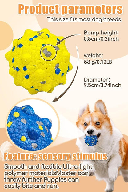 3.7'' Dog Balls for Aggressive Chewers, Indestructible Tennis Balls for Dogs, Durable Bouncy Dog Toy Balls, Interactive Dog Toys for Fetch Game, Floating Balls (Blue Large)