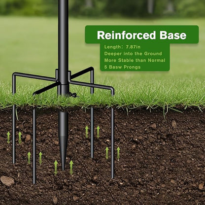 Bird Feeding Station, 90.55in 6-Hook Wild Bird Feeder Stand Pole with Water & Mesh Tray Humming Bird Feeders for Outdoors Easy Assembly for Courtyards Gardens (Black)