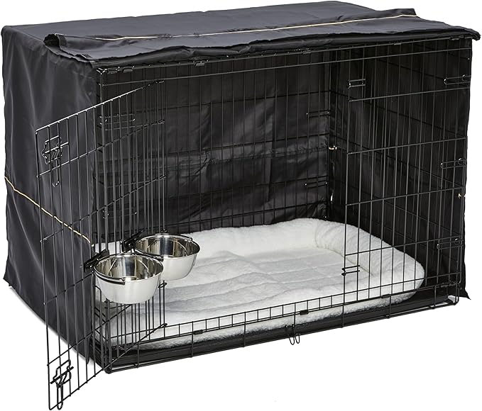 MidWest Homes for Pets iCrate Dog Crate Starter Kit 42-Inch Dog Crate Kit Ideal for Large Dog Breeds (Weighing 71-90 Pounds) Includes Dog Crate, Pet Bed, 2 Dog Bowls & Dog Crate Cover