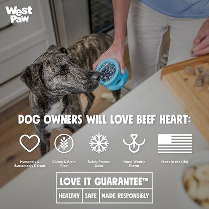 WEST PAW All-Natural Raw Freeze-Dried Dog Treats  Farm-Fresh Beef Heart Training Treats for Dogs with Iron, Folate, B-Vitamins  Wholesome Canine Treat for Puppies, Senior Dogs  2.5 Oz.