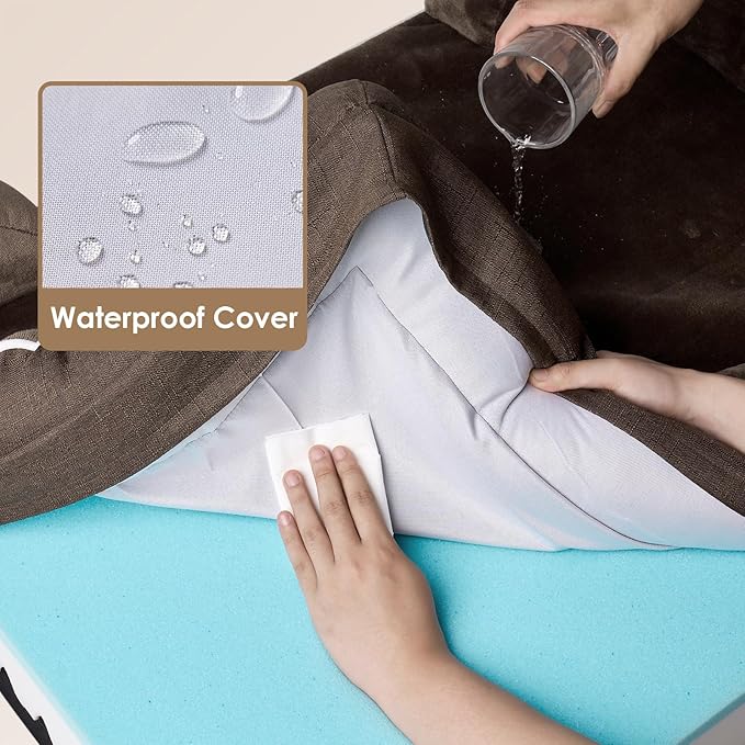 EHEYCIGA Orthopedic Dog Beds for Extra Large Dogs, Waterproof Memory Foam XXL Dog Bed with Sides, Non-Slip Bottom and Egg-Crate Foam Big Dog Couch Bed with Washable Removable Cover, Brown