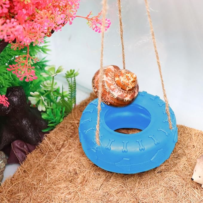 Hermit Crab Tire Swing Toy, Hermit Crab Climbing Toy, Reptile Tank Aquarium Decoration Accessory, Suitable for Small to Medium Sized Hermit Crabs, 3.7 Inches in Diameter