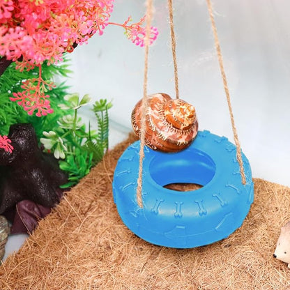 Hermit Crab Tire Swing Toy, Hermit Crab Climbing Toy, Reptile Tank Aquarium Decoration Accessory, Suitable for Small to Medium Sized Hermit Crabs, 3.7 Inches in Diameter