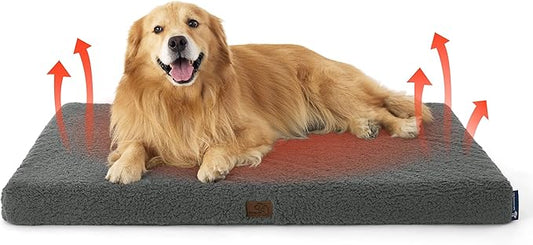 Bedsure XL Dog Bed for Large Dogs - Self Warming Orthopedic Dog Beds with Removable Washable Cover, Egg Foam Pet Bed Mat, Ashen Grey