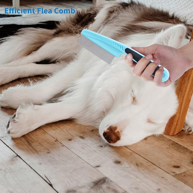 Dog Slicker Brush for Long Haired Dogs Doodle Brush for Dogs Large Dog Slicker Brush for Goldendoodles with Ergonomic Solid Wooden Handle Long Pin Grooming Brush for Dogs (Blue)