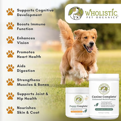 Wholistic Pet Organics Canine Complete - Dog Multivitamin Powder - 1 Lb - Daily Dog Vitamins and Supplements for Homemade Food - Immune System, Skin, Coat & Overall Health - Small and Large Breed