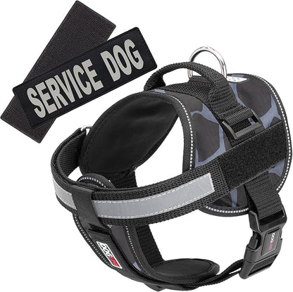 Dogline Unimax Dog Harness Vest with Service Dog Patches Reflective No-Pull, Adjustable Straps, Breathable Neoprene for Medical, Service, Identification and Training Dogs Girth 28 to 38" Giraffe Gray