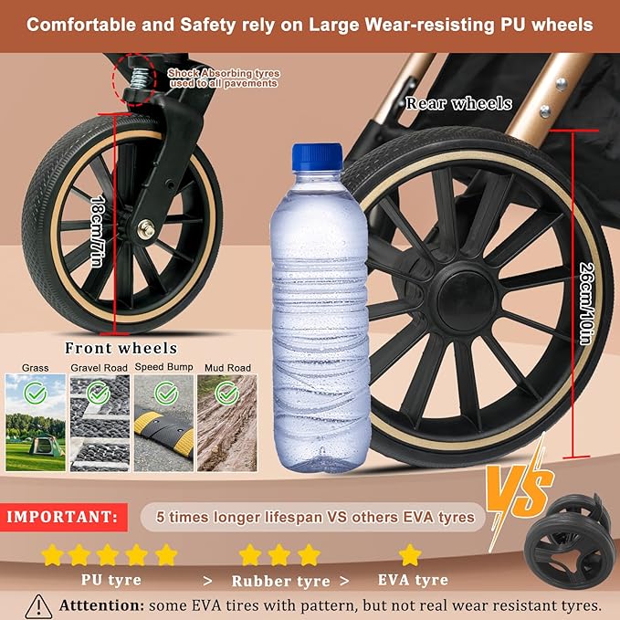 MILA&LOUIS Dog Stroller for Medium Dogs, Pet Stroller for Small Dogs with 4 Large Upgraded Wheel, Dog Strollers with Rain Cover, Cup Holder, Hook, Sturdy Puppy Stroller with Detachable Aluminum Cradle