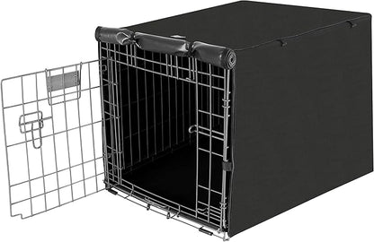 48 Inche Dog Crate Cover, Double Door Dogs Kennel Covers for Large Wire Crate, Lightweight 600D Polyester Windproof, Cover Only, Black
