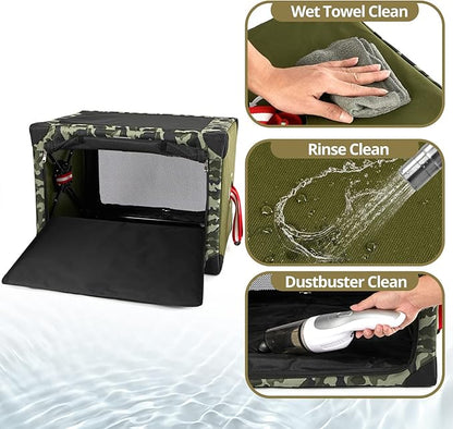 4 Door Portable Folding Dog Soft Crate, Quick Portable with Mesh Mat,Strong Steel Frame,Washable Fabric to Protect Pour pet's Health Indoor, Outdoor, Training & Travel Purposes Collapsible Dog Crate