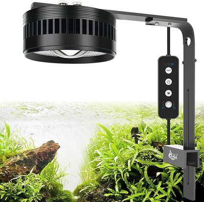 AQQA Aquarium Clip-On Stream Light with Controller, LED Fish Tank Light with 3 Modes (White/RGB/Full Spectrum), Timer & 6 Brightness Levels, Adjustable Clamp for Freshwater Plants Fish Tanks 35W