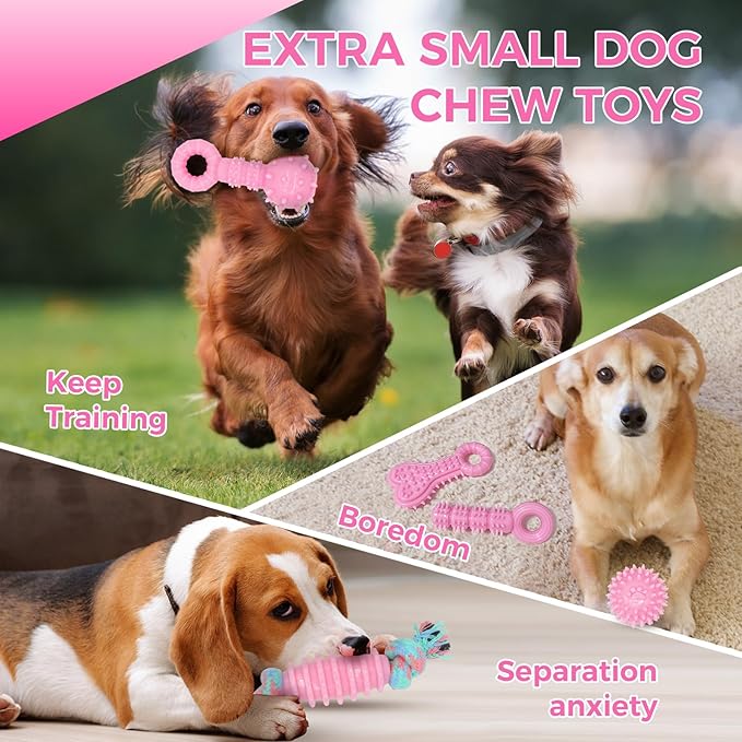 Puppy Toys, 9 Pack Puppy Chew Toys for Teething, Cute Pink Small Dog Toys, Puppy Teething Toys for Puppies, Soft Durable Interactive Dog Chew Toys for Puppy to Small Dogs