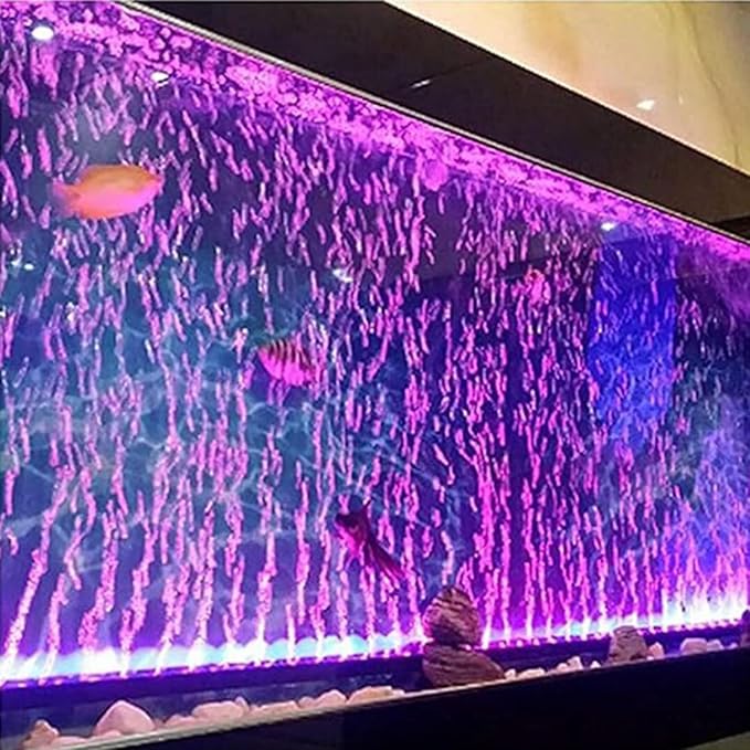 LED Aquarium Lights for Fish Tank,Submersible Fish Tank Light with Air Bubbler Hole Bubble Wall RGB Color Changing Brightness Adjustable Waterproof Remote Control Bubble Tube Light,4W 12inch