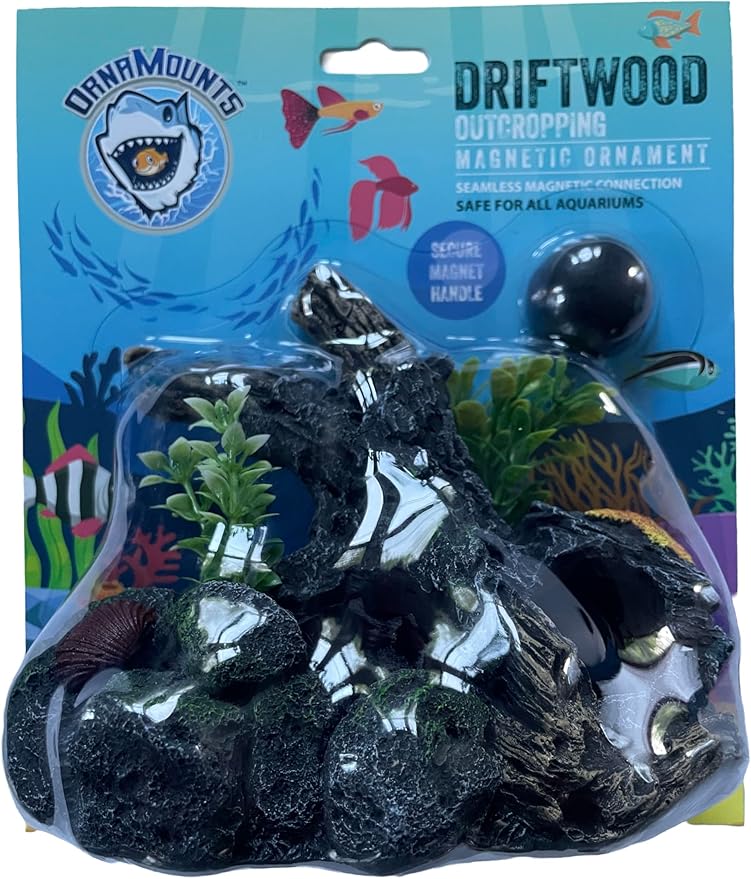 Aquarium Decor Magnetic Driftwood Outcropping Ornament –Wall-Mounted Fish Tank Accessory