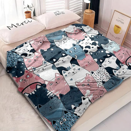 Cat Blanket, Cats Gifts for Girls Women, Cat Gift for Cats Lovers, Birthday Gifts Decor Throw Blanket 50"x60"