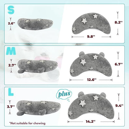 Dog Calming Pillow, Glow in The Dark Soft Dog Neck Pillow, U-Shaped Pillow for Dogs & Cats, Machine Washable Pet Calming Toy, Joint Relief Sleeping Improve for Pets (Gray, M)