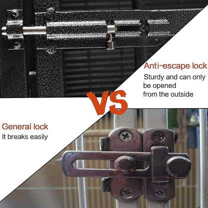 LEMBERI 42 inch Heavy Duty Indestructible Dog Crate, Escape Proof Dog Cage Kennel with Lockable Wheels,High Anxiety Double Door Dog Crate,Extra Large Crate Indoor for Large Dog with Removable Tray